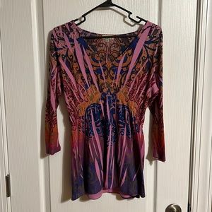 Colorful casual tunic 100 percent polyester